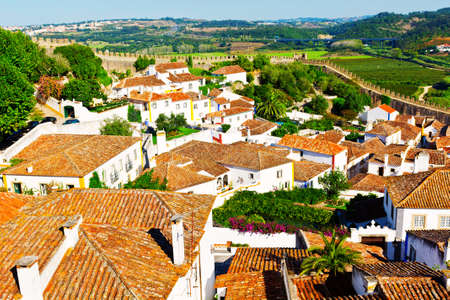 View to Historic Center City of Obidos, Portugalの写真素材