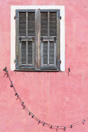 Closed Window of Old Building in Italyの写真素材