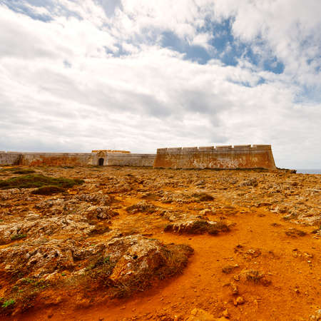 Portuguese Fortress Sagres on the Deserted Beach of the Atlantic Oceanの写真素材