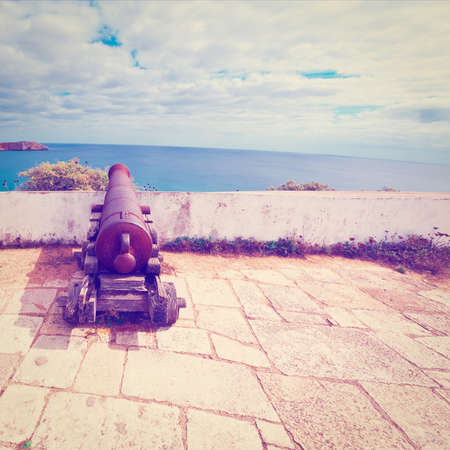 Old Rusty Cannon Guarding the Portuguese Fortress Sagresの写真素材