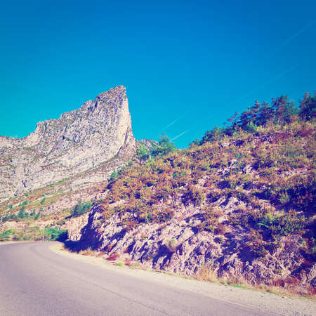Winding Asphalt Road in the French Alpsの写真素材