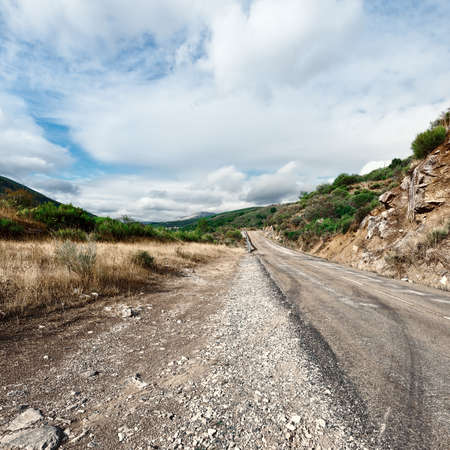 Winding Asphalt Road in the Cantabrian Mountains, Spainの写真素材