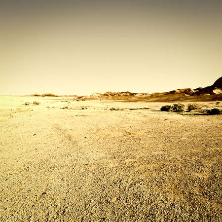 Judean Desert on the West Bank of the Jordan River, Vintage Style Toned Pictureの写真素材