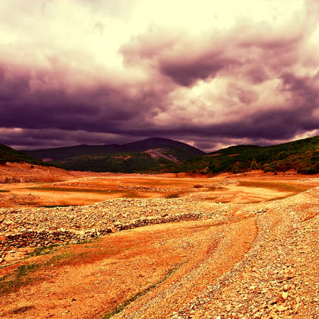 View of the Cantabrian Mountains in Spain at Sunset, Vintage Style Toned Pictureの写真素材