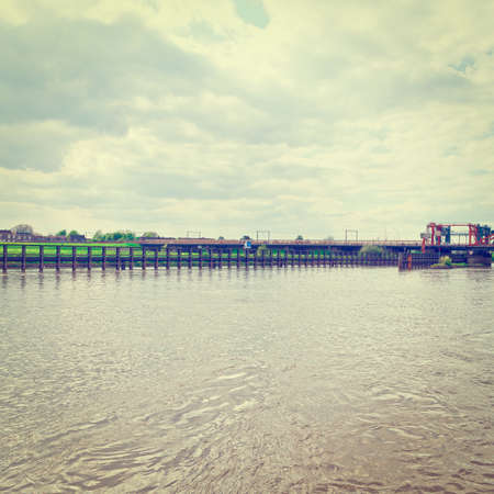 The Railway Bridge over the River Ijssel near the Holland City of Zutphenの写真素材