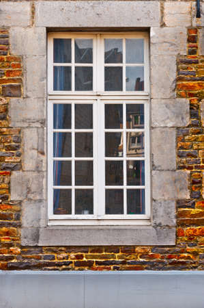 Window of Old Building in Belgiumの写真素材