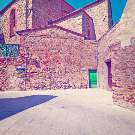 Old Brick Church in the Medieval Italian Cityの写真素材