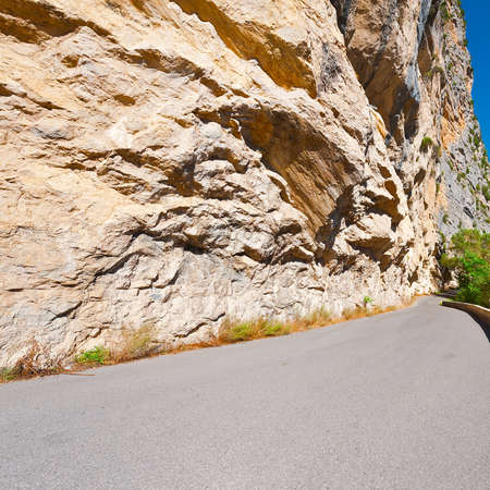 Winding Asphalt Road in the French Alpsの写真素材