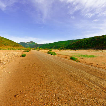 Dirt Road in the Valley of the Cantabrian Mountains in Spainの写真素材