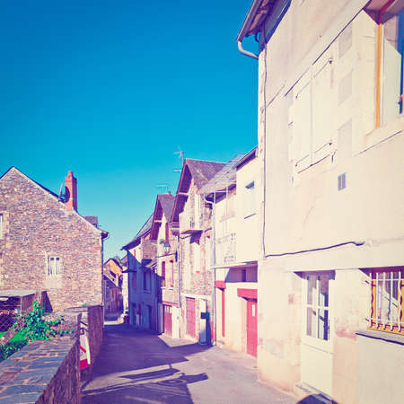 Deserted Street of the French City, Vintage Style Toned Pictureの写真素材