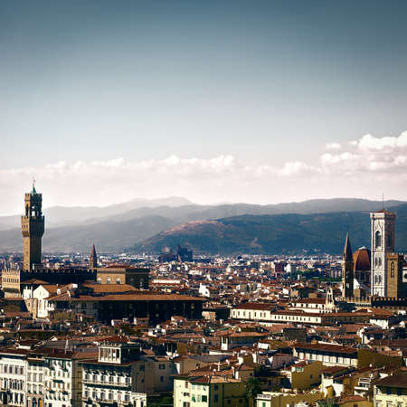 Florence Cityscape with Duomo Santa Maria Del Fiore, Vintage Style Toned Pictureの写真素材