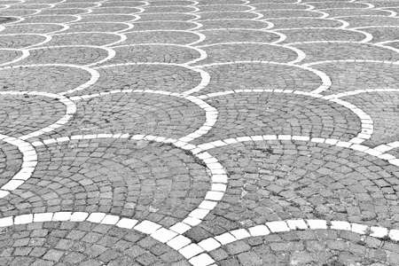 Decorated Pavement  in the Sicilian city, Retro Image Filtered Styleの写真素材