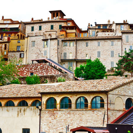 View to Historic Center City of Assisi in Italyの写真素材