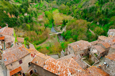 Aerial View of the Medieval Italian Cityの写真素材