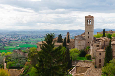 View from Historic Center City of Assisi to the Surrounding Valleyの写真素材