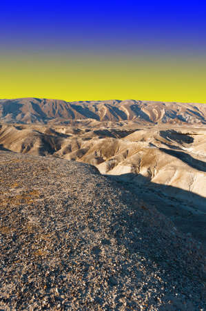 Rocky Hills of the Negev Desert in Israel at Sunsetの写真素材