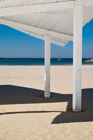 Sunshade on the Beach of Mediterranean Sea in Israelの写真素材