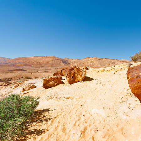 Big Stones of Grand Crater in Negev Desert, Israel