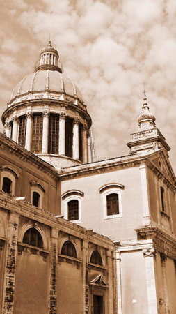 Cathedral in the City of Ragusa in Sicily, Vintage Style Sepiaの写真素材