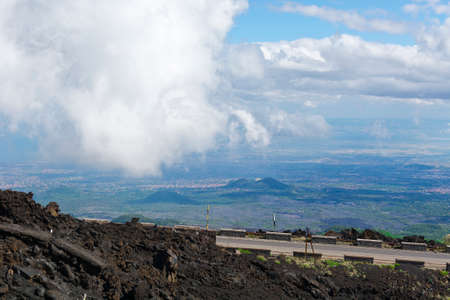 Congealed Black Lava on the Slopes of Mount Etna in Sicilyの写真素材