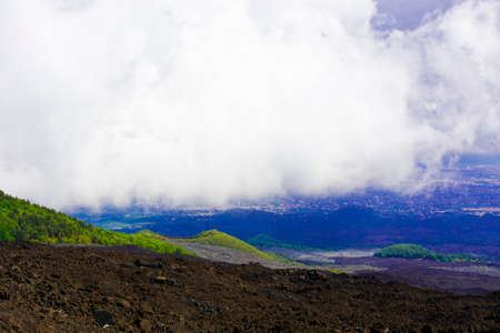 Congealed Black Lava on the Slopes of Mount Etna in Sicilyの写真素材