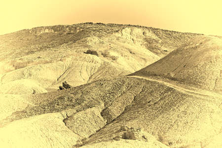 Rocky Hills of the Negev Desert in Israel, Vintage Style Toned Pictureの写真素材