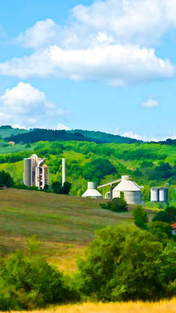 Plant for Agricultural Products Processing in Italy, Stylized Photoの写真素材