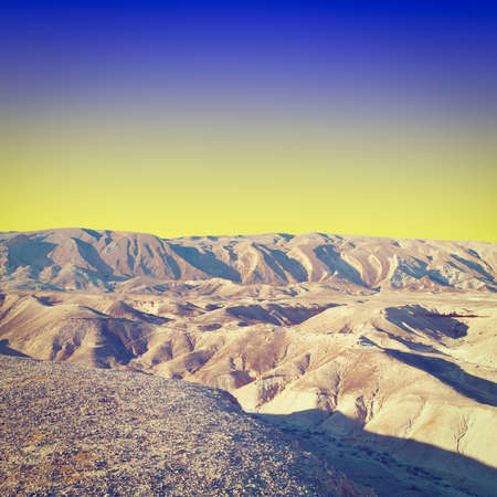 Rocky Hills of the Negev Desert in Israel at Sunsetの写真素材