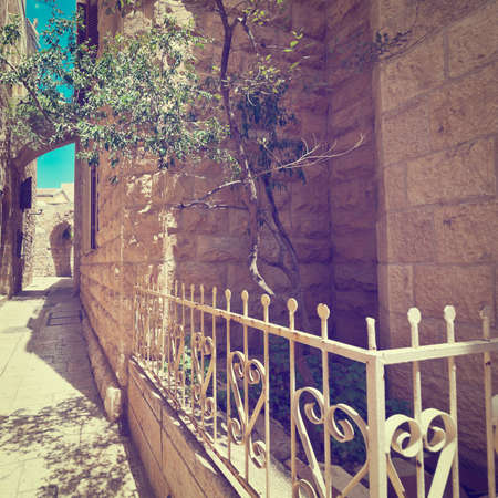 area of old restored jerusalem on a sunny dayの写真素材