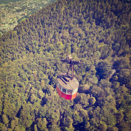View to the City from the Cable Car in the Bavarian Alpsの写真素材