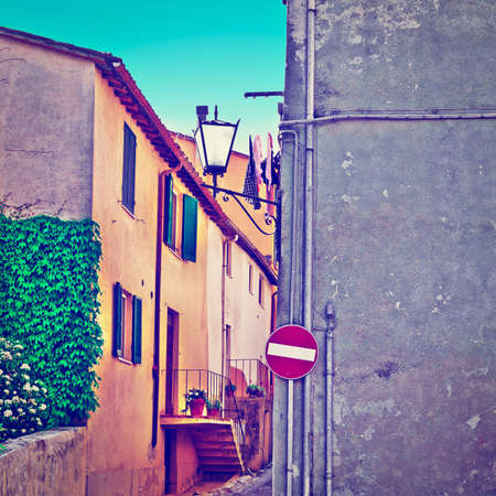 Old Street in the Historic Center of the Medieval Italian Cityの写真素材