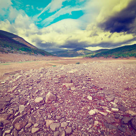 Valley of the Cantabrian Mountains in Spain, Vintage Style Toned Pictureの写真素材