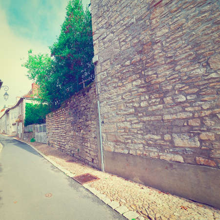 Deserted Street of the French City, Vintage Style Toned Pictureの写真素材