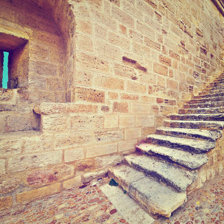 Crusader Fortress of Aigues Mortes in France, Vintage Style Toned Pictureのeditorial素材