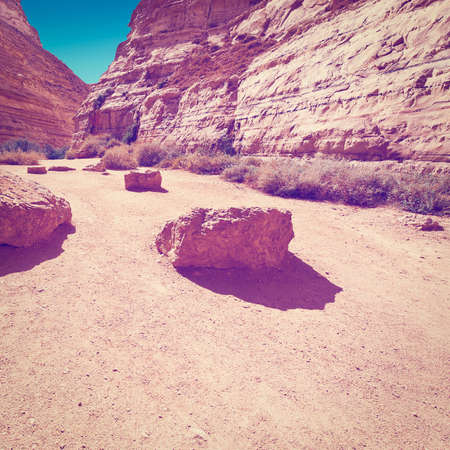 Canyon En Avedat of the Negev Desert in Israelの写真素材