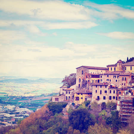 Medieval Town Todi over the Umbrian Valley, Italy,の写真素材