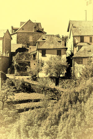 Black Tiles of Roof in the French Town, Stylized Photoの写真素材