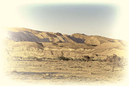 Rocky Hills of the Negev Desert in Israel, Stylized Photo