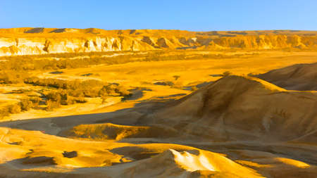Rocky Hills of the Negev Desert in Israel, Stylized Photoの写真素材