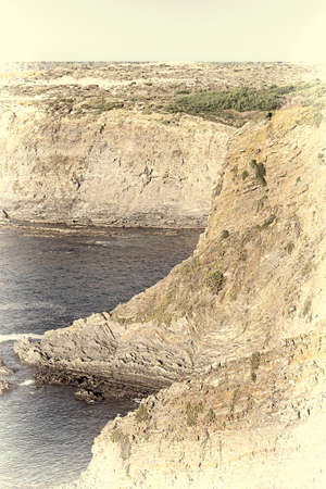 Rocky Coast of Atlantic Ocean in Portugal, Stylized Photoの写真素材