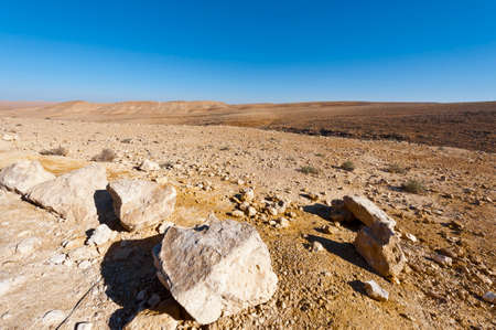 Rocky hills of the Negev Desert in Israel. Breathtaking landscape of the desert rock formations in the Southern Israel Desert.の写真素材