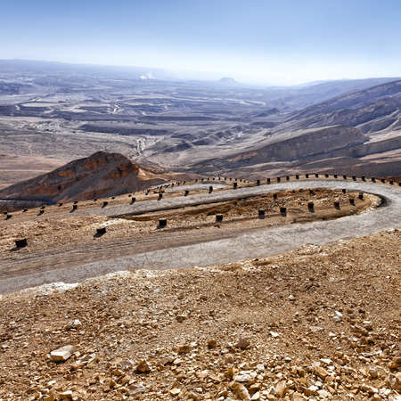 Meandering Road in Sand Hills of Judean Mountains, Israelの写真素材