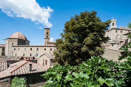 View of the Medieval City of Volterra in Italy. Dome of the cathedral of Volterra in Tuscanyの写真素材
