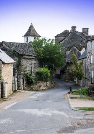 Medieval city of Auxillac without people and cars in France. Auxillac is a commune in the Lozere department in the Languedoc-Roussillon region in southeastern France.の写真素材