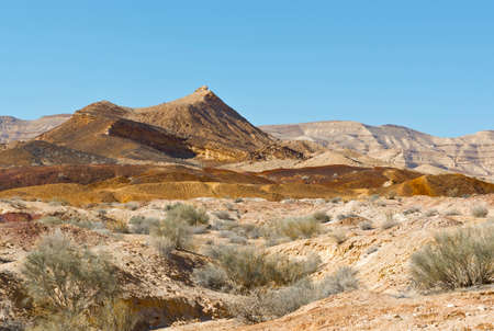 Rocky hills of the Negev Desert in Israel. Breathtaking landscape of the desert rock formations in the Southern Israel Desert.の写真素材