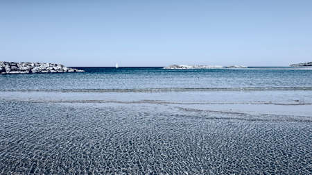 Beach of Mediterranean Sea in Israel, Stylized Photoの写真素材