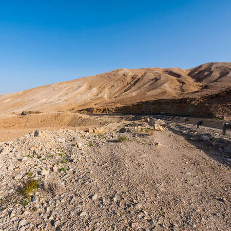 Rocky hills of the Negev Desert in Israel. Breathtaking landscape of the desert rock formations in the Southern Israel Desert.の写真素材