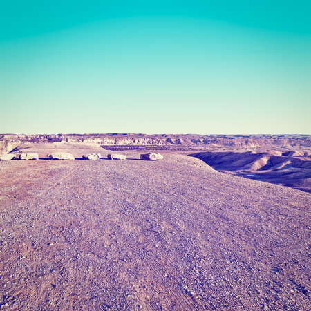 Rocky Hills of the Negev Desert in Israel at Sunsetの写真素材