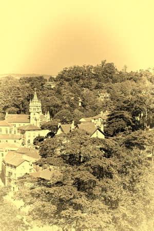 View to Historic Center City of Sintra in Portugal, Stylized Photoの写真素材