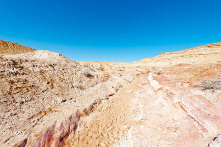 Rocky hills of the Negev Desert in Israel. Breathtaking landscape of the desert rock formations in the Southern Israel Desert.の写真素材
